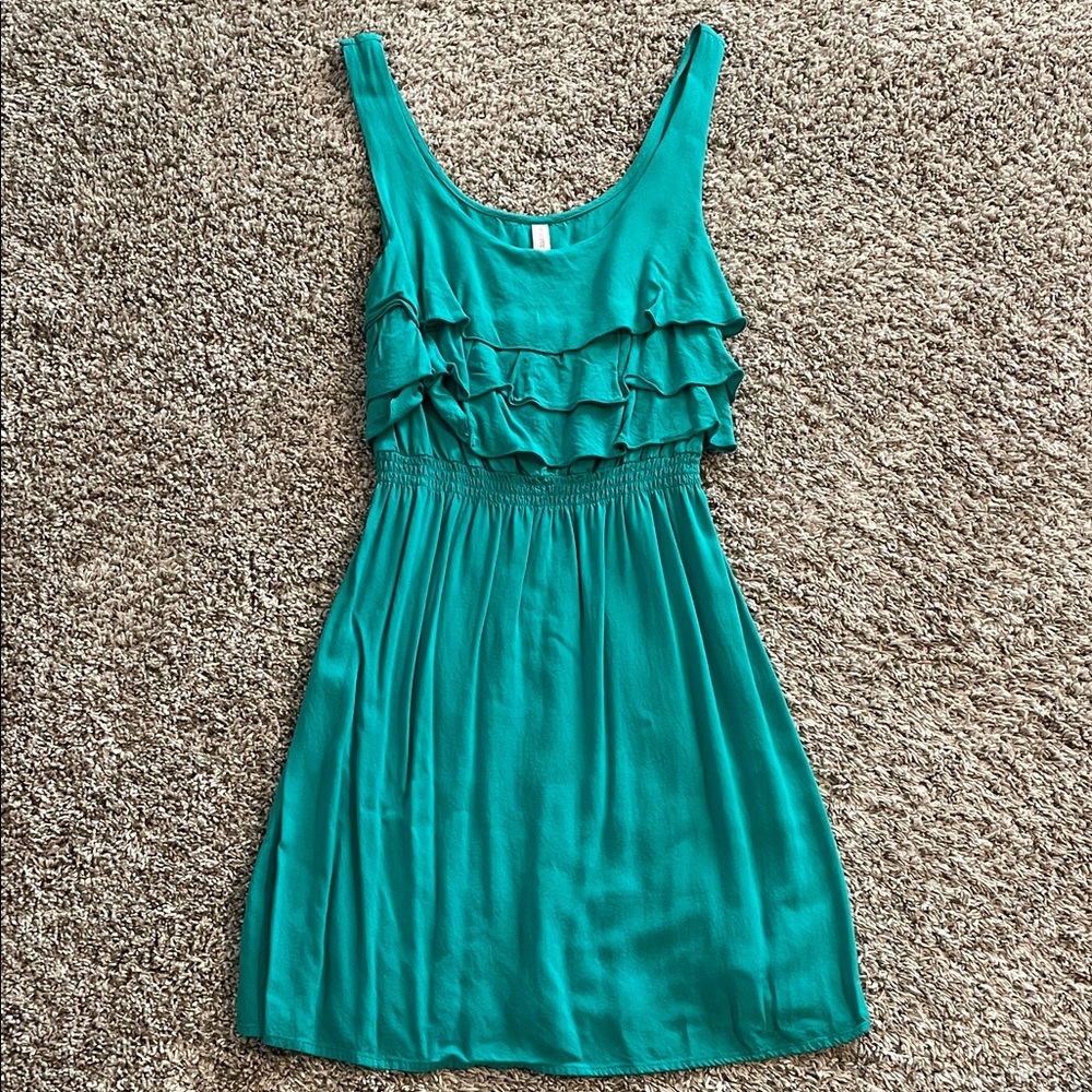 Xhilaration Turquoise Ruffle Mini Dress Juniors Medium